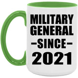 Military General Since 2021 - 15oz Accent Mug Green