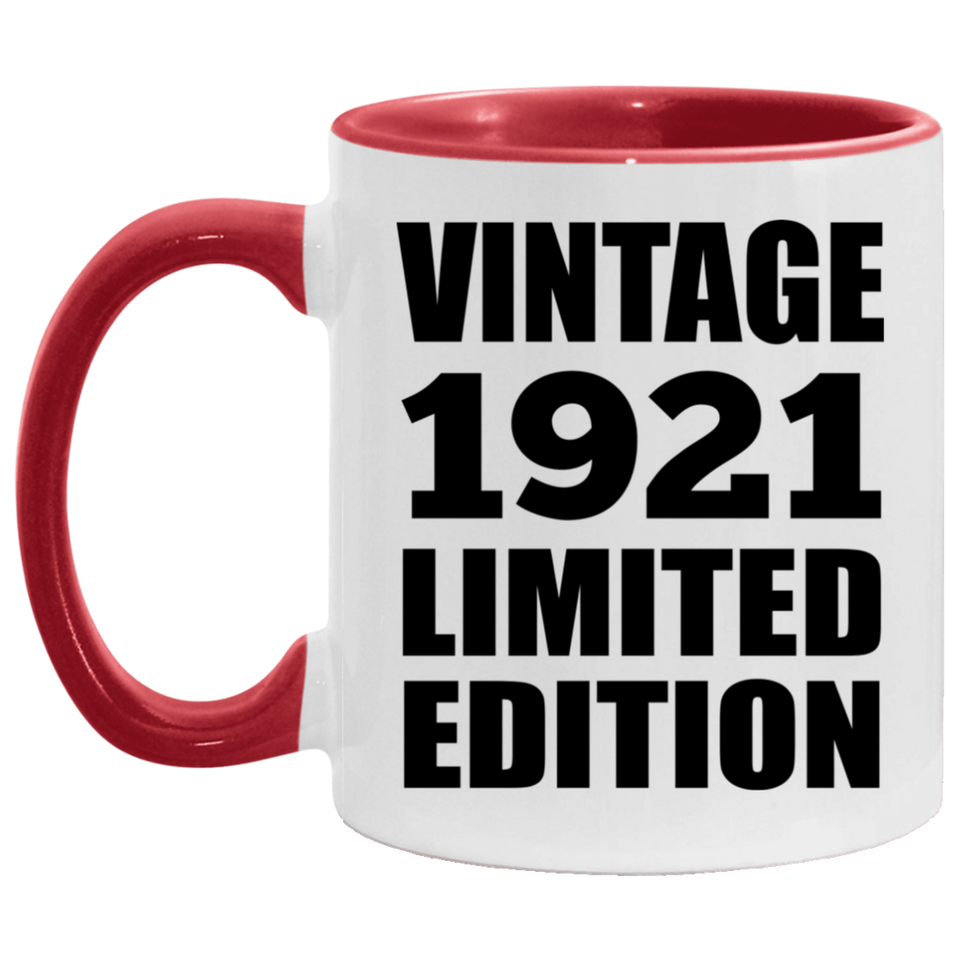 103rd Birthday Vintage 1921 Limited Edition - 11oz Accent Mug Red