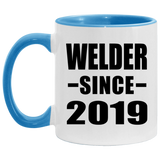 Welder Since 2019 - 11oz Accent Mug Blue