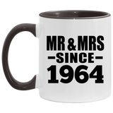 60th Anniversary Mr & Mrs Since 1964 - 11oz Accent Mug Black