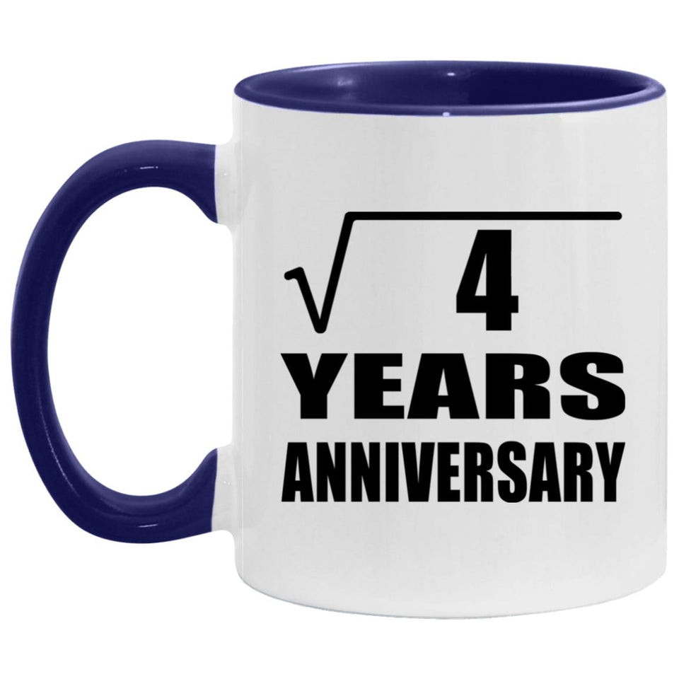 2nd Anniversary Square Root of 4 Years Anniversary - 11oz Accent Mug Purple