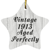 111th Birthday Vintage 1913 Aged Perfectly - Star Ornament F