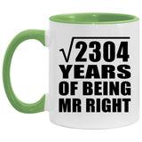 48th Anniversary Square Root of 2304 Years of Being Mr Right - 11oz Accent Mug Green