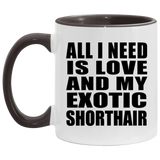 All I Need Is Love And My Exotic Shorthair - 11oz Accent Mug Black