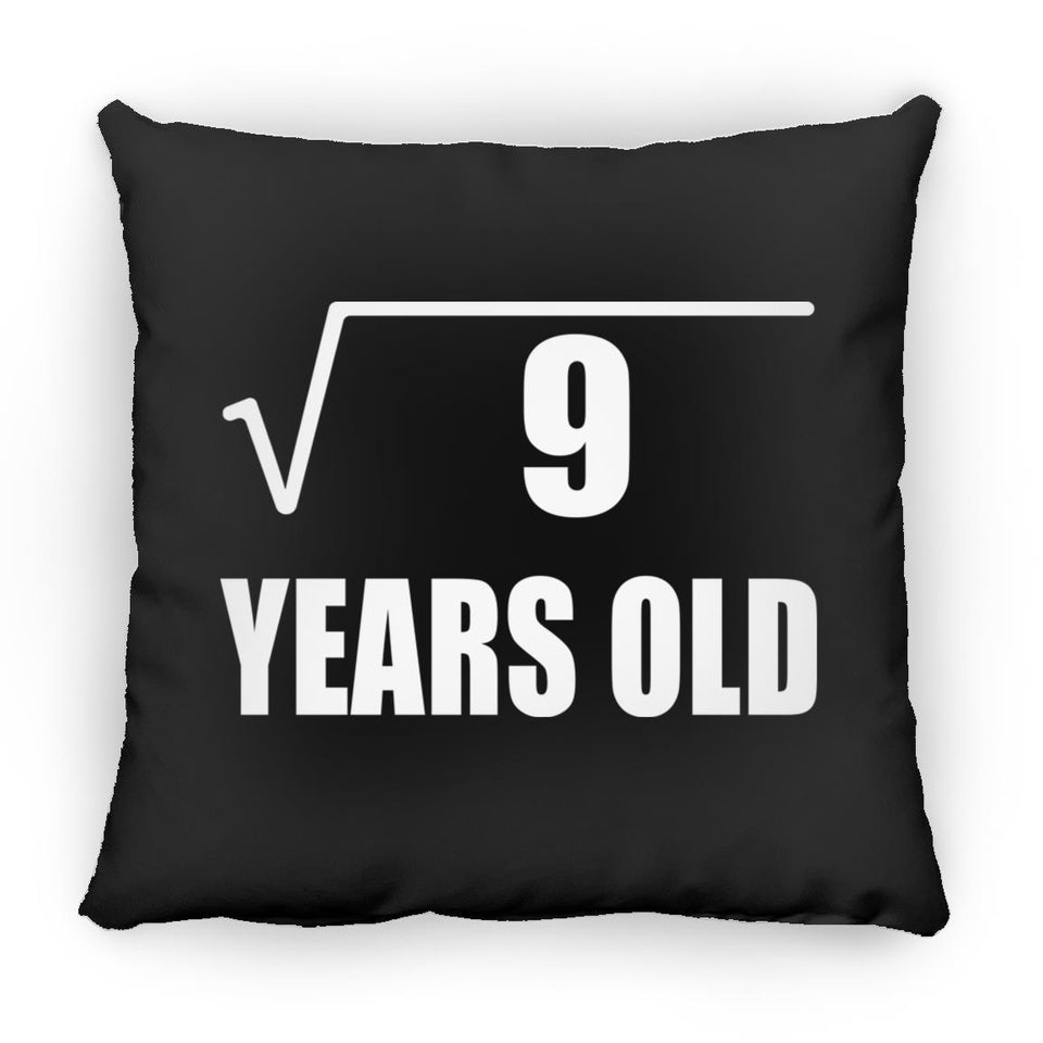 3rd Birthday Square Root of 9 Years Old - Throw Pillow Black