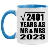 49th Anniversary Square Root of 2401 Years As Mr & Mrs 2023 - 11oz Accent Mug Blue