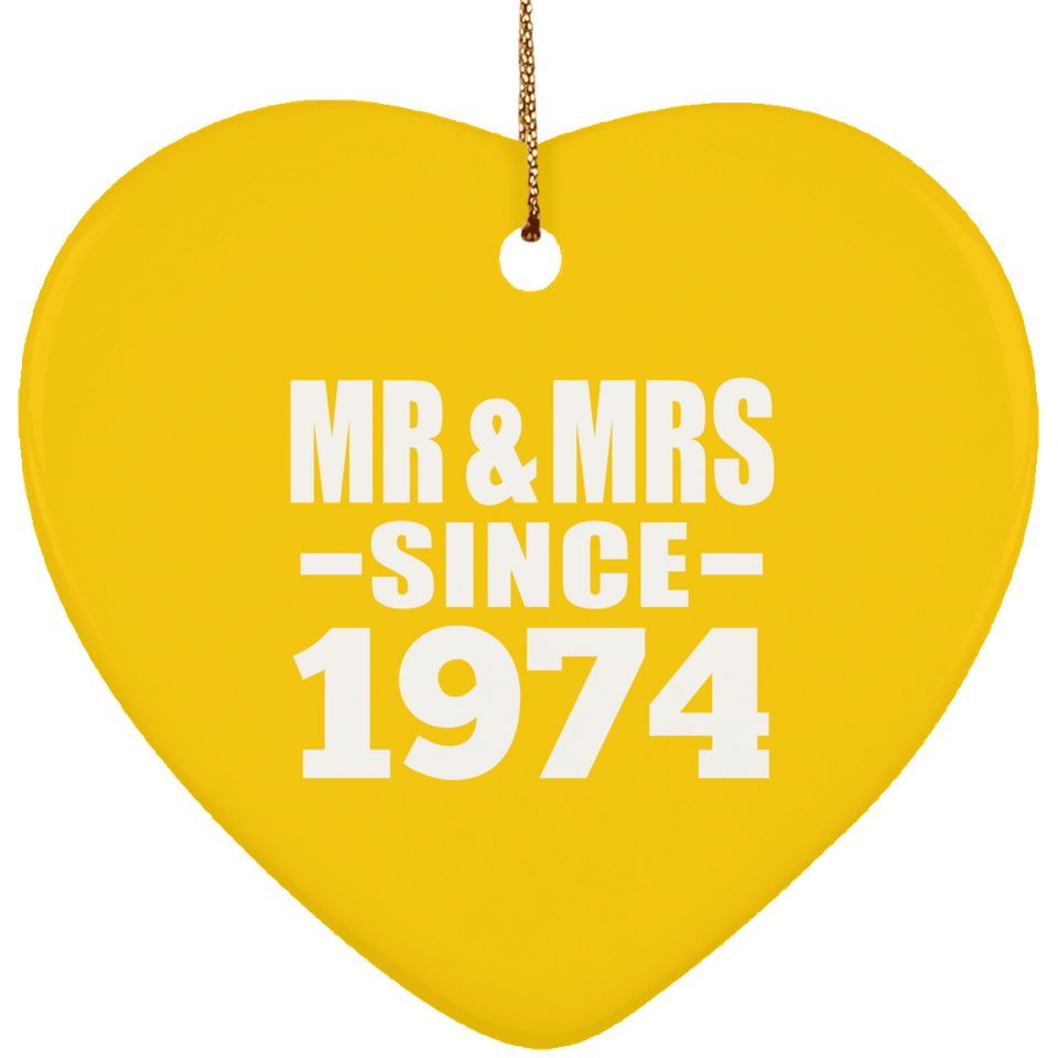 50th Anniversary Mr & Mrs Since 1974 - Heart Ornament