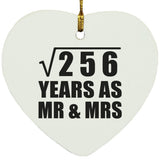 16th Anniversary Square Root of 256 Years As Mr & Mrs - Heart Ornament