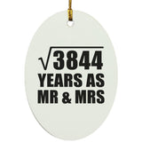 62nd Anniversary Square Root of 3844 Years As Mr & Mrs - Oval Ornament