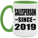 Salesperson Since 2019 - 15oz Accent Mug Green