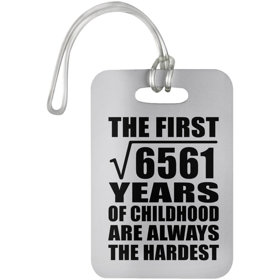 81st Birthday Square Root of 6561 Years of Childhood - Luggage Bag Tag