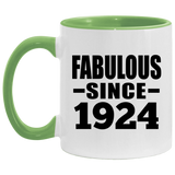 100th Birthday Fabulous Since 1924 - 11oz Accent Mug Green