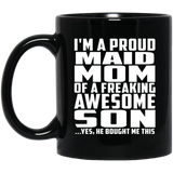 Proud Maid Mom Of Awesome Son - 11 Oz Coffee Mug Black