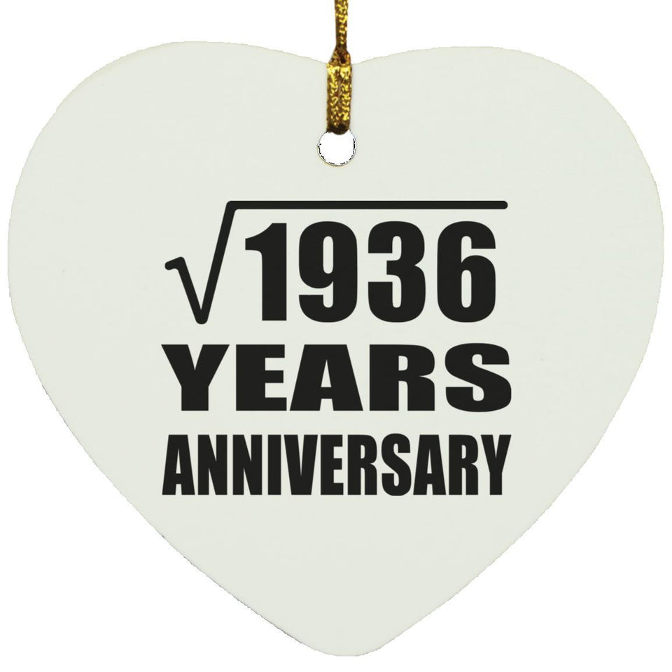 44th Anniversary Square Root of 1936 Years Anniversary - Heart Ornament