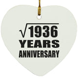 44th Anniversary Square Root of 1936 Years Anniversary - Heart Ornament