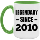 14th Birthday Legendary Since 2010 - 15oz Accent Mug Green