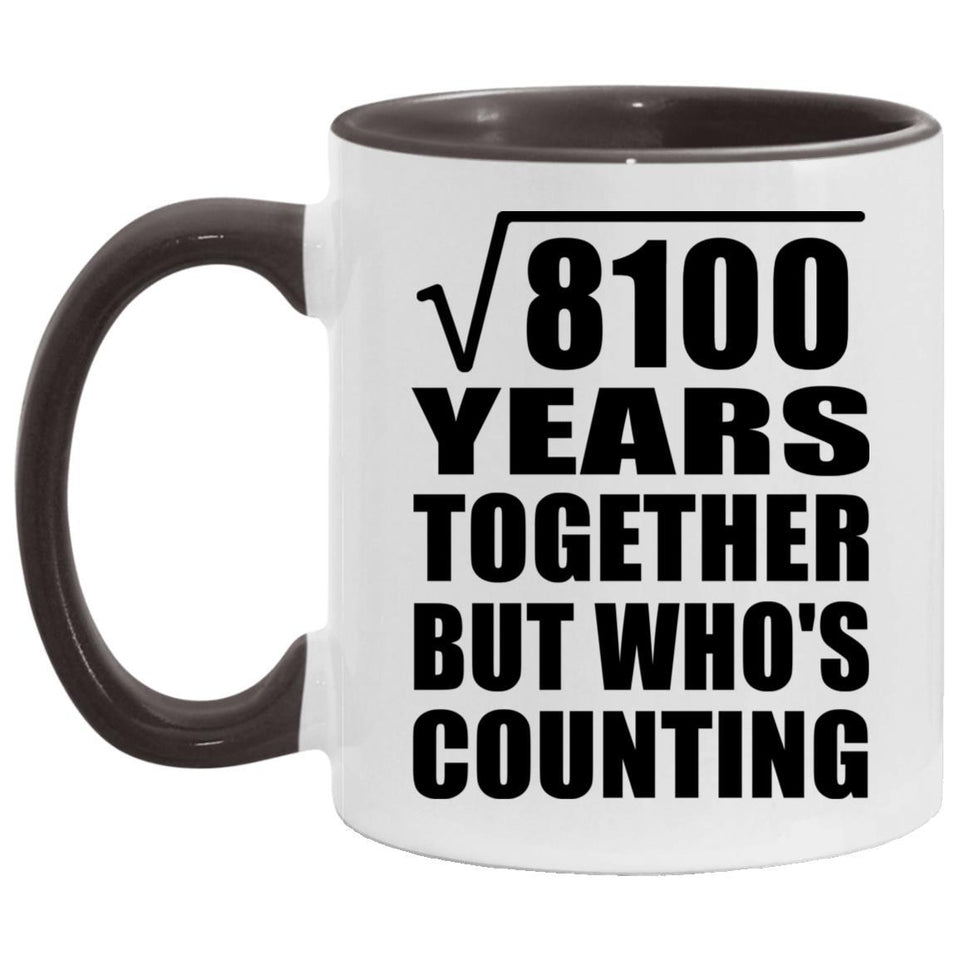 90th Anniversary Square Root of 8100 Years Who's Counting - 11oz Accent Mug Black