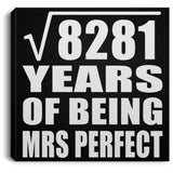 91st Anniversary Square Root of 8281 Years of Mrs Perfect - Canvas Square