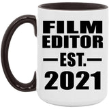 Film Editor Established EST. 2021 - 15oz Accent Mug Black
