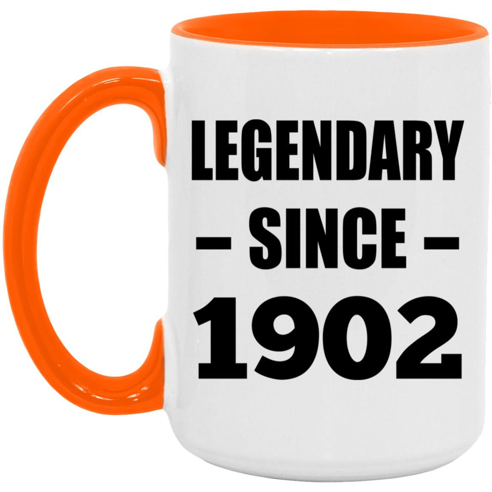 122nd Birthday Legendary Since 1902 - 15oz Accent Mug Orange