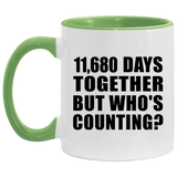 32nd Anniversary 11,680 Days Together But Who's Counting - 11oz Accent Mug Green