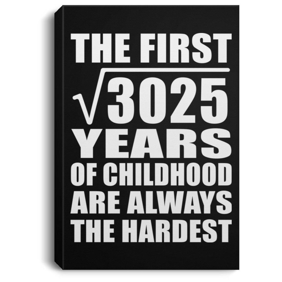 55th Birthday Square Root of 3025 Years of Childhood - Canvas Portrait