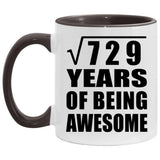 27th Birthday Square Root of 729 Years of Being Awesome - 11oz Accent Mug Black