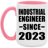 Industrial Engineer Since 2023 - 15oz Accent Mug Pink