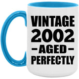 22nd Birthday Vintage 2002 Aged Perfectly - 15oz Accent Mug Blue