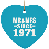 53rd Anniversary Mr & Mrs Since 1971 - Heart Ornament