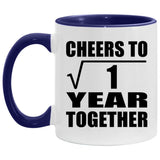 1st Anniversary Cheers To  Square Root of 1 Year Together - 11oz Accent Mug Purple