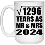 36th Anniversary Square Root of 1296 Years As Mr & Mrs 2024 - 15oz Coffee Mug