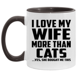 I Love My Wife More Than Cats - 11oz Accent Mug Black