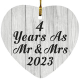4th Anniversary 4 Years As Mr & Mrs 2023 - Heart Ornament F