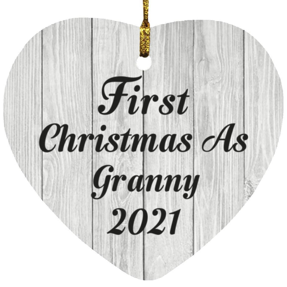 First Christmas As Granny 2021 - Heart Ornament F