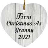 First Christmas As Granny 2021 - Heart Ornament F