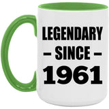 63rd Birthday Legendary Since 1961 - 15oz Accent Mug Green