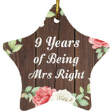 9th Anniversary 9 Years Of Being Mrs Right - Star Ornament A