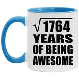 42nd Birthday Square Root of 1764 Years of Being Awesome - 11oz Accent Mug Blue