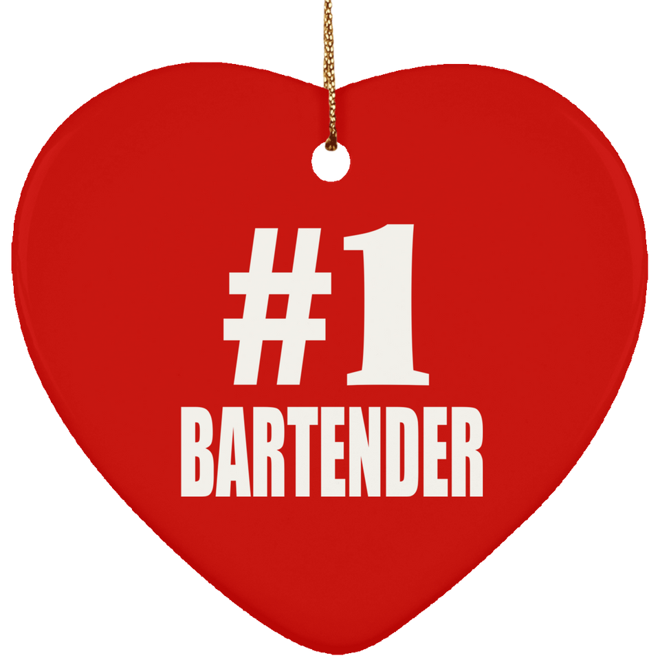 Number One #1 Bartender - Heart Ornament