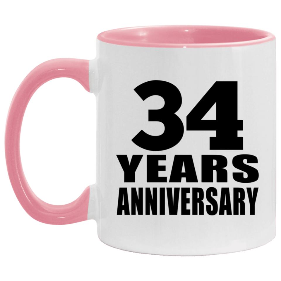 34th Anniversary 34 Years - 11oz Accent Mug Pink