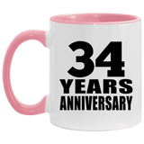 34th Anniversary 34 Years - 11oz Accent Mug Pink