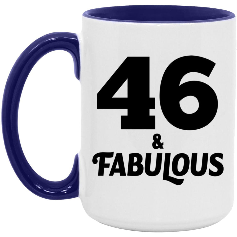 46th Birthday 46 & Fabulous - 15oz Accent Mug Purple