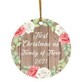 First Christmas As Family Of Three 2021 - Circle Ornament B