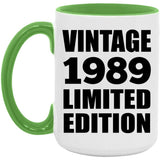 35th Birthday Vintage 1989 Limited Edition - 15oz Accent Mug Green