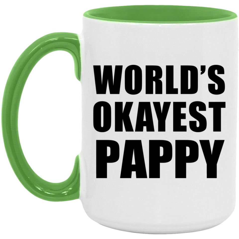 World's Okayest Pappy - 15oz Accent Mug Green