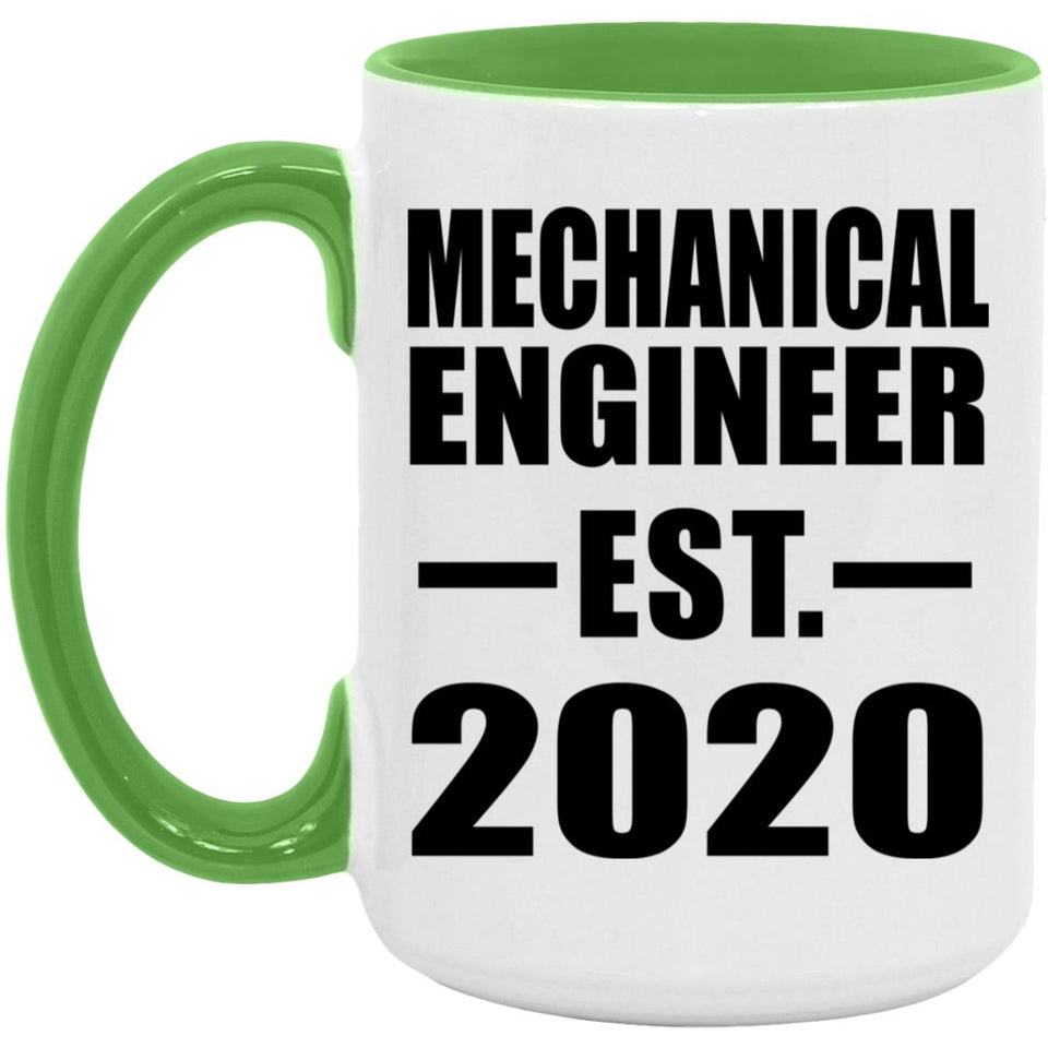 Mechanical Engineer Established EST. 2020 - 15oz Accent Mug Green