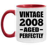 16th Birthday Vintage 2008 Aged Perfectly - 11oz Accent Mug Red