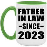 Father In Law Since 2023 - 15oz Accent Mug Green