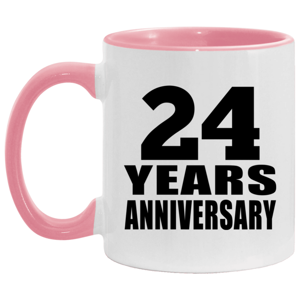 24th Anniversary 24 Years - 11oz Accent Mug Pink